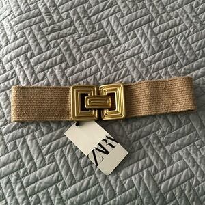 ZARA JUTE BELT with GOLD BUCKLE